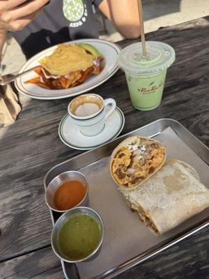 Breakfast burrito with chorizo