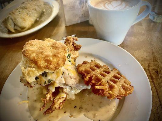 Chicken and biscuit.