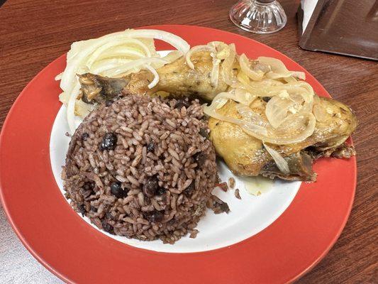 Pollo asado completa cubana