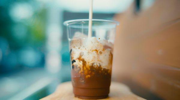 Our Ponyo Joy, coconut - toasted almond bitters - house made chocolate - house mad black sesame butter.