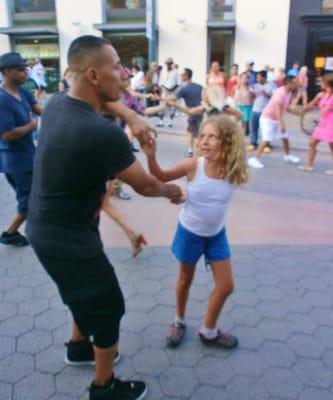 Dance instructor with a, um, younger student