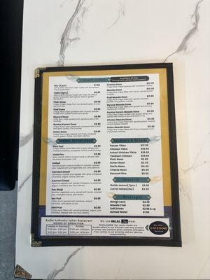 Back of Menu