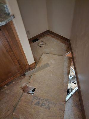 Unfinished toilet area