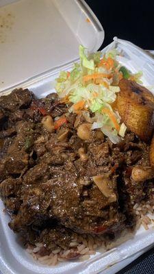 Oxtail Entree Plantains rice Tripe and Beans