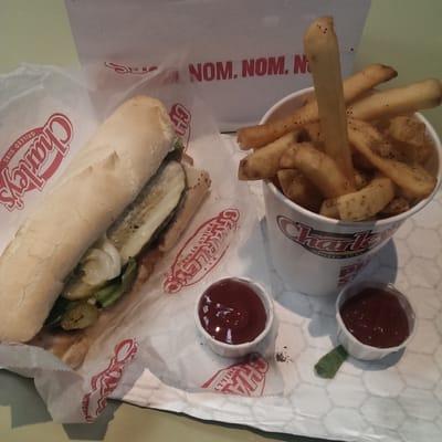 Chicken teriyaki and regular fries