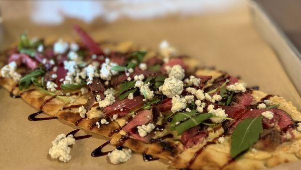 Flatbread special...steak and blue cheese