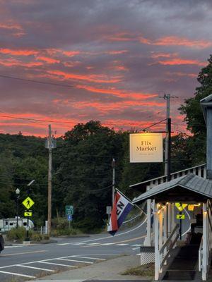 The market at sunset.