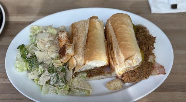 Cuban sandwich and Caesar Salad
