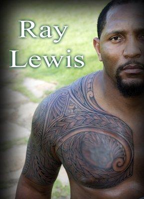 Legendary Ray Lewis of the Baltimore Ravens tattoo done by Island TAT Evolve. Always bringing you the best in Polynesian Tattoos.