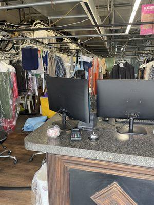 Inside the cleaners.