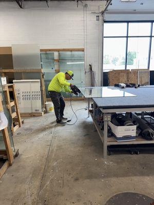 Sanding the sharp edge!  Thank You!