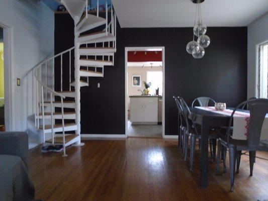 Tricorn black accent wall, ice cube white on surrounding walls.