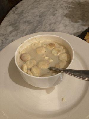 Clam Chowder with the oyster crackers in it