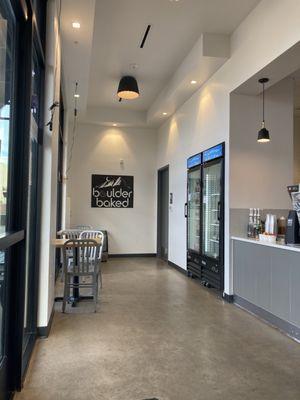 Some small tables inside and out