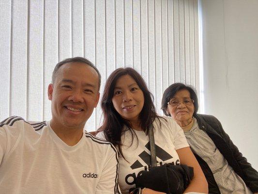 I'm here with my wife and mother and excited about my treatment for today with Dr Val Burton.