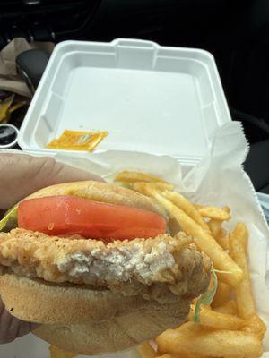 Breaded pork tenderloin sandwich