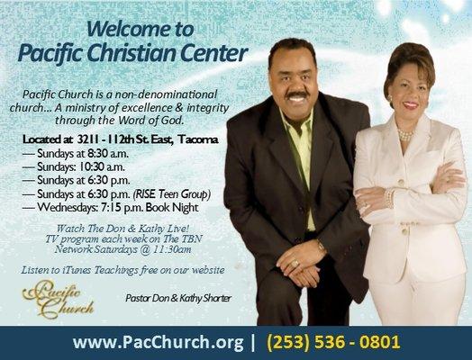 Join us this Sunday for an exciting service with a solid ministry and a friendly congregation! www.PacChurch.org