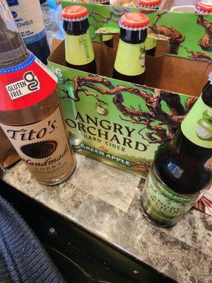 Tito's Volka, Hard Apple Cider..