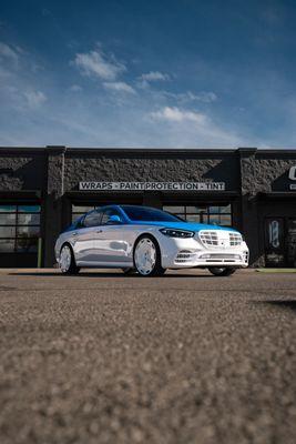 This Client went with a two done wrap, white painted chrome accents, and 22" Urban Forged wheels to complete its full build