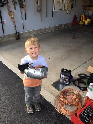 My Boy Lawsen helping out.