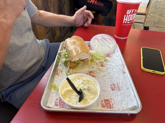 Shrimp Poboy with homemade potato salad