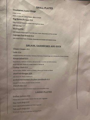 This is the current menu, very disappointed based on other photos