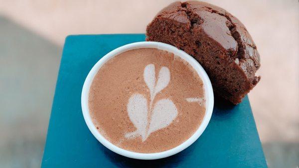 Nutella mocha with a double chocolate muffin.