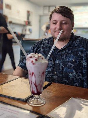 Blackberry milkshake for two