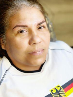 After: powder brows designed to her face features