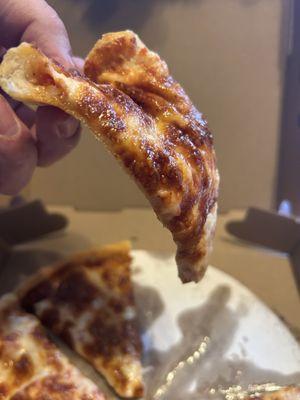 Small slice of cheese pizza.