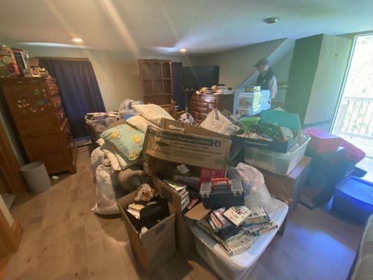 his stuff thrown into the middle of the room. moved into this house 10 months before and all of his things were neat and organized