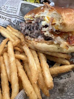 Brunch burger and fries