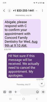 got a bill for a "broken appt" 10/19/2023. I do not find it professional to bill someone 3 months later.
