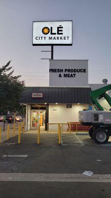 New Olé City Market sign as of August 7, 2024.