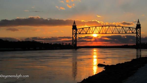 Summer sunset, Railroad bridge Bourne Mass