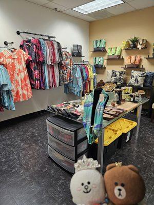 Men's and women's clothing, wine bags, totes, etc