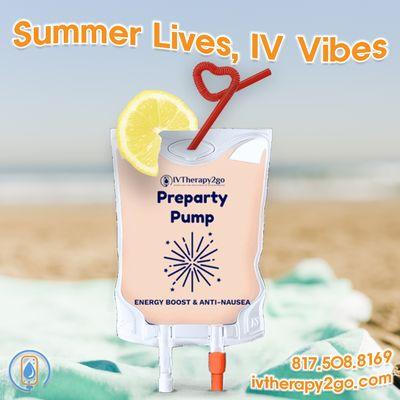 Hydrate before you party! Our PreParty Pump IV boosts energy & eases nausea. Recover fast with #IVTherapy2Go #PrePartyReady #IVsNearMe