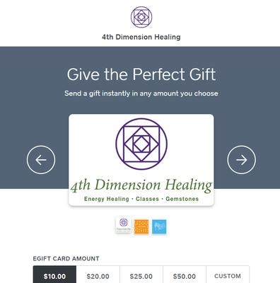 New! eGift Cards! Use for all services, classes, gemstones and essential oils. More at https://squareup.com/gift/871EP4WEMPH93/order