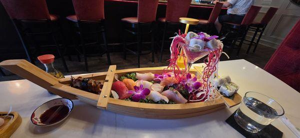 Sushi boat. For $35. Gorgeous large pieces of sushi and I couldn't come close to finishing it.