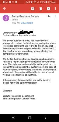 Lebco Industries is Lazy Boy. They do not stand by their product. Not even when approached by the BBB. They don't care.