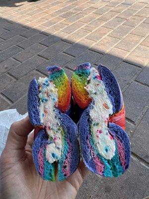 Rainbow Bagel with Sprinkle cream cheese