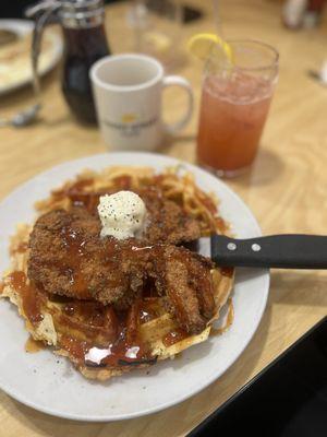 Hot honey chicken and waffles