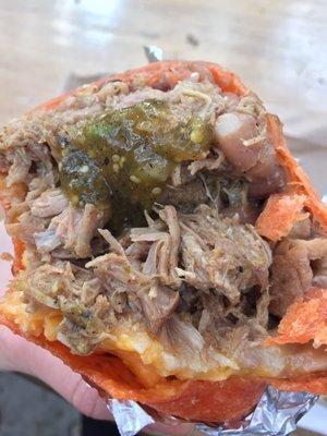 Carne asada burrito (ask for extra sauce!)