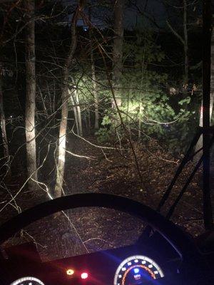 Front view on top of a very step hill