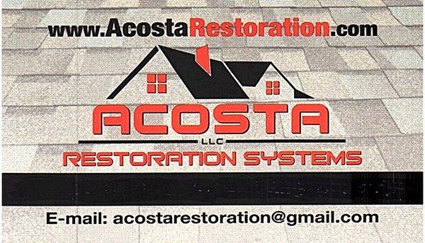 Acosta Restoration Systems LLC 203.441.3072 Office 860.480.4999 Sales AcostaRestoration@gmail.com AcostaRestoration.com