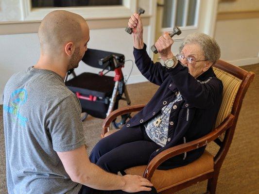 My great grandmother working out at 103
