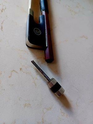 Broken screw in cello bow that Ken fixed!