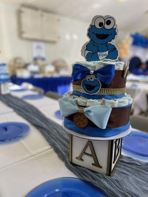 Cookie Monster Topper for a diaper cake