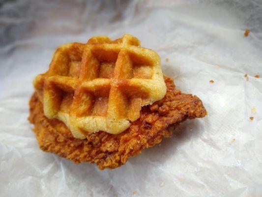 Mini chicken and waffles sandwich
