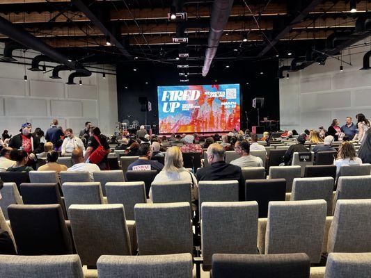 Inside the new building...plenty of seats for new people!